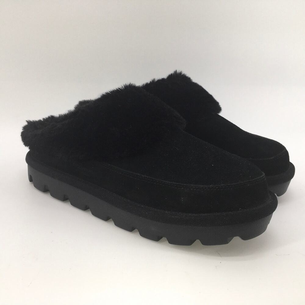 Koolaburra UGG Tizzey Black Platform Slipper 10 Fluffy Cozy Gorpcore Y2K Bootie